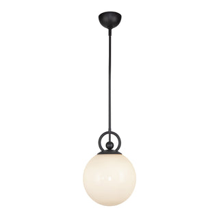 Buy matte-black-glossy-opal-glass-and-opal-shade Fiore Pendant by Alora