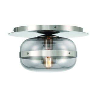 Buy polished-nickel-with-drum-smoked-glass-glass-and-smoke-shade Nottingham Flush Mount Light by Eurofase