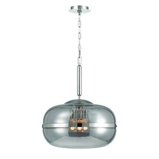 Buy polished-nickel-with-drum-smoked-glass-glass-and-smoke-shade Nottingham Pendant by Eurofase