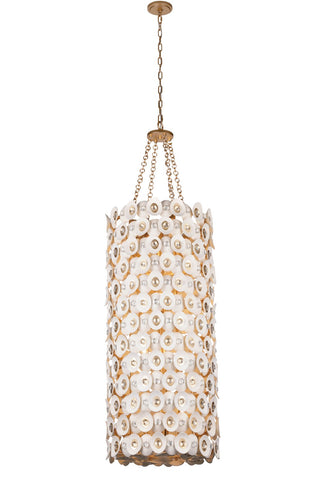 Buy fawn-gold-with-white-glass-and-natural-cream-shade Niu Pendant by Metropolitan