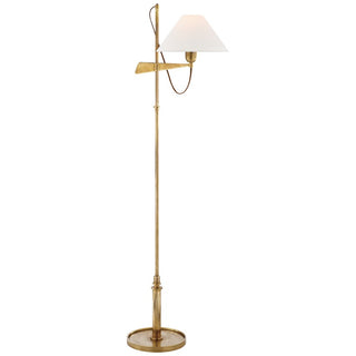 Buy bronze-with-3-5-x-12-x-7-5-linen-glass-and-white-shade Hargett Floor Lamp by Visual Comfort Signature