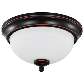 Buy mahogany-bronze-with-frost-glass-and-frosted-shade Outdoor (Damp) Flush Mount Ceiling Light by Nuvo Lighting