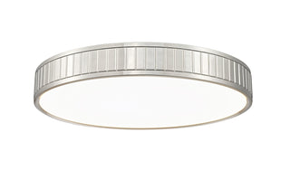 Buy brushed-nickel-with-frosted-glass-and-white-shade Madison Outdoor (Damp) Flush Mount Ceiling Light by Z-Lite