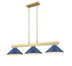 Modern Gold with Navy Blue Glass and Blue Shade
