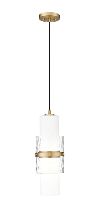 Buy modern-gold-with-clear-etched-opal-glass-and-clear-textured-shade Cayden Outdoor (Damp) Pendant by Z-Lite