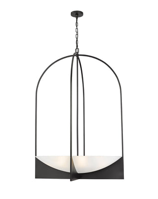 Buy matte-black-with-sand-blast-glass-and-white-shade Devon Outdoor (Damp) Chandelier by Z-Lite