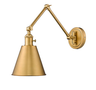 Buy rubbed-brass-with-rubbed-brass-glass-and-brass-gold-shade Gayson Outdoor (Damp) Sconce by Z-Lite