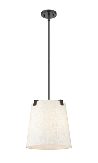 Buy matte-black-with-cream-glass-and-natural-cream-shade Weston Outdoor (Damp) Pendant by Z-Lite