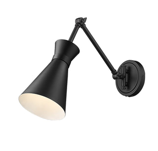 Buy matte-black-with-matte-black-glass-and-black-shade Soriano Outdoor (Damp) Sconce by Z-Lite