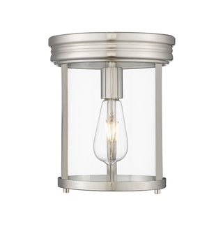 Buy brushed-nickel-with-clear-glass-and-clear-shade Thayer Outdoor (Damp) Flush Mount Ceiling Light by Z-Lite