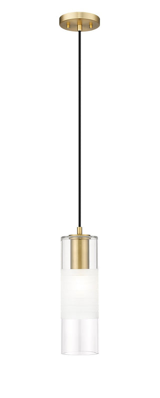 Buy modern-gold-with-clear-frosted-glass-and-frosted-shade Alton Outdoor (Damp) Pendant by Z-Lite