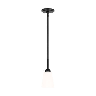 Buy midnight-black-with-satin-etched-glass-and-white-shade Kerrville Outdoor (Damp) Pendant by Generation Lighting
