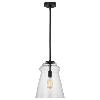 Buy midnight-black-with-clear-seeded-glass-and-clear-seedy-shade Loras Outdoor (Damp) Pendant by Generation Lighting