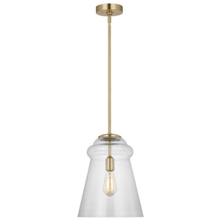 Buy satin-brass-with-clear-seeded-glass-and-clear-seedy-shade Loras Outdoor (Damp) Pendant by Generation Lighting