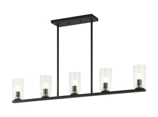 Buy matte-black-with-clear-ribbed-glass-glass Westlock Chandelier by Matteo Lighting