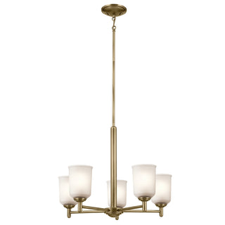 Buy natural-brass-with-clear-satin-etched-glass-and-white-shade Shailene Chandelier by Kichler