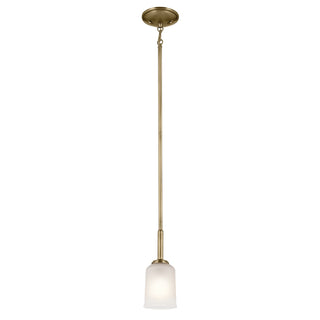 Buy natural-brass-with-clear-satin-etched-glass-and-white-shade Shailene Mini Pendant by Kichler