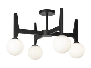 Buy matte-black-with-opal-glass-glass-and-white-shade Scriben Ceiling Mount Light by Matteo Lighting
