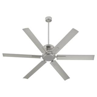 Buy satin-nickel-finish-with-silver-blades Zeus Outdoor (Damp) Ceiling Fan by Quorum