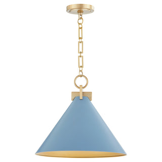 Buy blue-w-aged-brass Jackson Outdoor (Damp) Pendant by Quorum