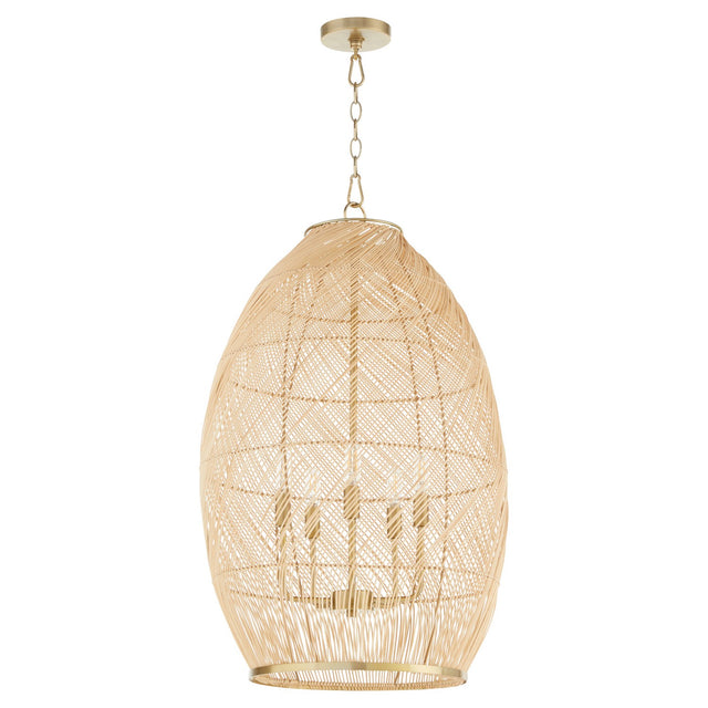 Rattan Outdoor (Damp) Pendant by Quorum