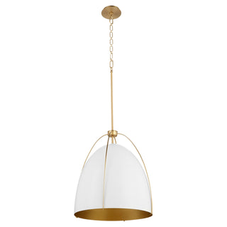 Buy studio-white-w-aged-brass Jamie Outdoor (Damp) Pendant by Quorum