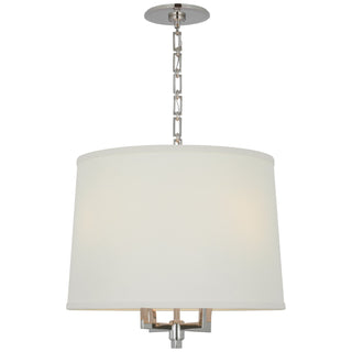 Buy polished-nickel-with-21-x-23-x-16-linen-glass-and-white-shade Westport Pendant by Visual Comfort Signature