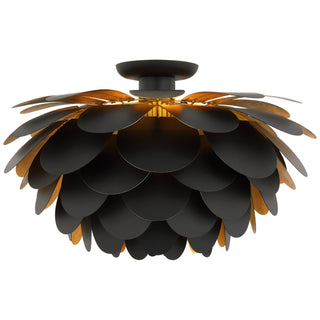 Buy matte-black-and-gild-and-gold-shade Cynara Outdoor (Damp) Flush Mount Ceiling Light by Visual Comfort Signature