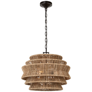 Buy bronze-and-natural-abaca Antigua Outdoor (Damp) Chandelier by Visual Comfort Signature