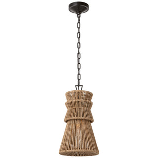 Buy bronze-and-natural-abaca Antigua Outdoor (Damp) Pendant by Visual Comfort Signature