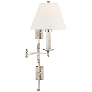 Buy polished-nickel-with-5-x-11-x-8-25-linen-glass-and-white-shade Dorchester Sconce by Visual Comfort Signature