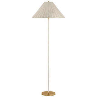 Buy soft-brass-with-5-x-21-x-13-white-wicker-glass Wimberley Floor Lamp by Visual Comfort Signature
