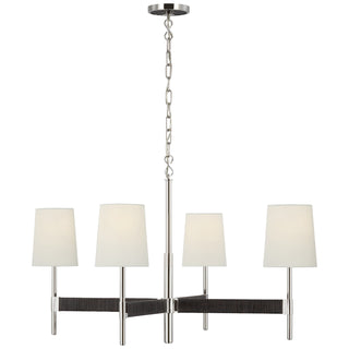 Buy polished-nickel-and-black-rattan Elle Chandelier by Visual Comfort Signature