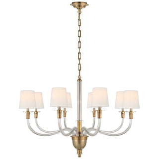 Buy hand-rubbed-antique-brass-with-4-x-4-5-x-4-5-linen-glass Vivian Chandelier by Visual Comfort Signature