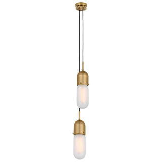 Buy hand-rubbed-antique-brass-with-frosted-glass-glass Junio Outdoor (Damp) Pendant by Visual Comfort Signature