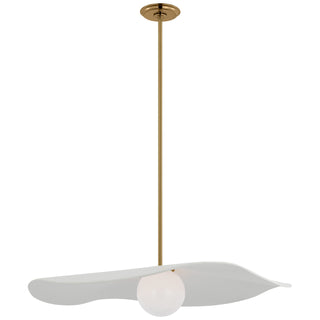 Buy hand-rubbed-antique-brass-with-matte-white-glass-and-white-shade Mahalo Outdoor (Damp) Pendant by Visual Comfort Signature