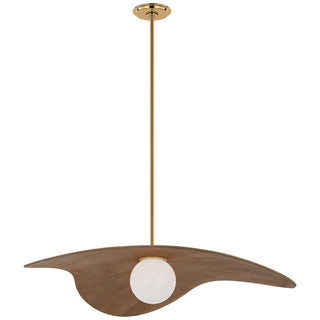 Buy hand-rubbed-antique-brass-with-natural-oak-glass-and-white-shade Mahalo Outdoor (Damp) Pendant by Visual Comfort Signature