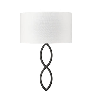 Buy matte-black-with-linen-glass-and-white-shade Rylee Outdoor (Damp) Sconce by Millennium