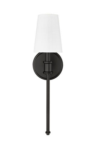 Buy matte-black-with-linen-glass-and-white-shade Outdoor (Damp) Sconce by Millennium