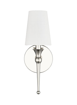 Buy polished-nickel-with-linen-glass-and-white-shade Outdoor (Damp) Sconce by Millennium