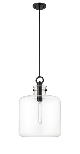 Buy matte-black-with-clear-glass-and-clear-shade Hayloft Pendant by Millennium