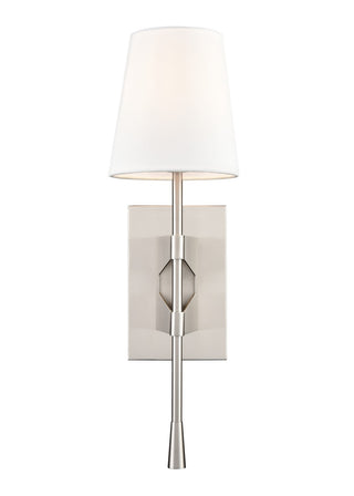 Buy brushed-nickel-with-linen-glass-and-white-shade Outdoor (Damp) Sconce by Millennium