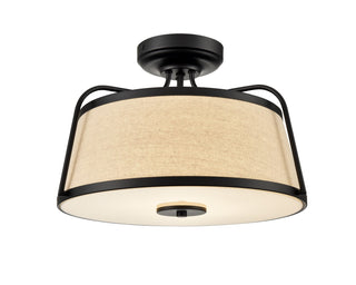 Buy matte-black-with-white-linen-glass Outdoor (Damp) Flush Mount Ceiling Light by Millennium