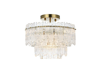 Buy satin-gold-and-clear-textured-shade Emilia Flush Mount Light by Elegant Lighting