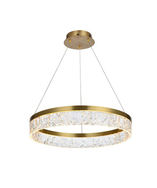 Buy satin-gold-and-clear-textured-shade Linden Chandelier by Elegant Lighting