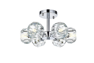 Buy chrome-with-clear-glass-and-clear-textured-shade Eren Flush Mount Ceiling Light by Elegant Lighting