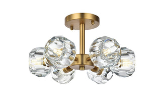 Buy satin-gold-with-clear-glass-and-clear-textured-shade Eren Flush Mount Ceiling Light by Elegant Lighting