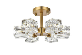 Buy satin-gold-with-clear-glass-and-clear-textured-shade Lyra Flush Mount Ceiling Light by Elegant Lighting