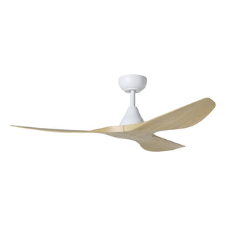Buy matte-white-finish-with-coastal-oak-blades Surfline Outdoor (Damp) Ceiling Fan by Eglo USA