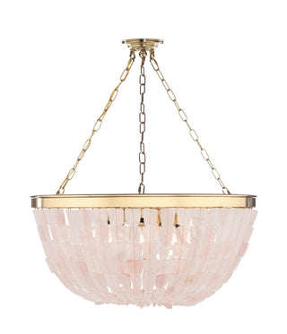 Buy brass-with-pink-quartz-glass-and-white-shade Flotsam Pendant by Metropolitan